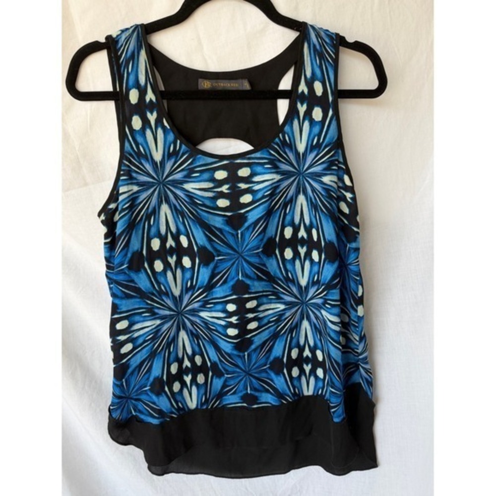 Outback Red Butterfly Wing Print Racerback Cutout Tank Top Blue Medium